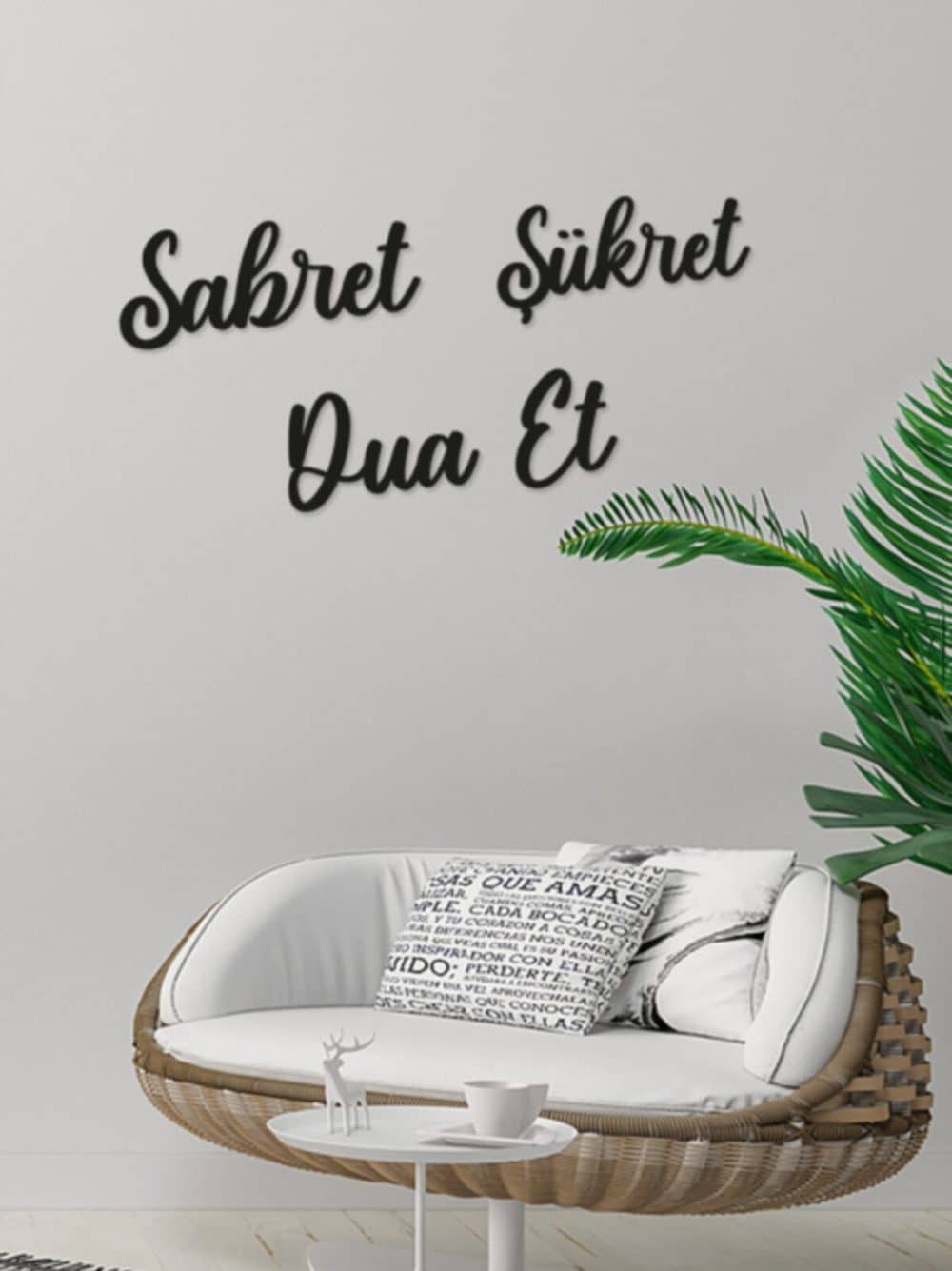 Sabret Şükret Dua Et Ahşap Duvar Dekoru