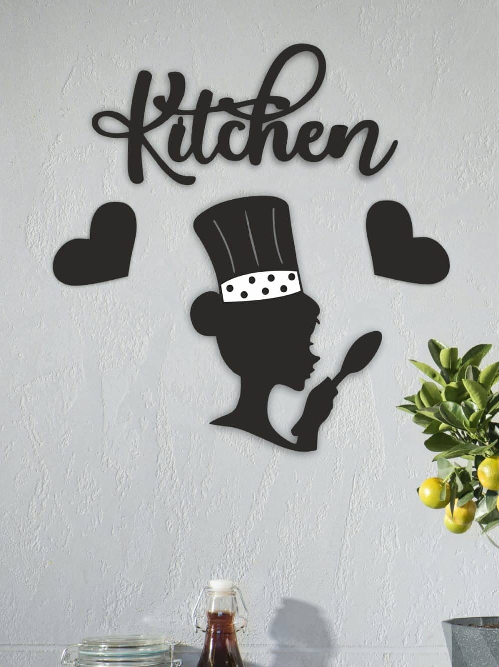 Mutfak ve Kitchen Yazılı Ahşap Mutfak Duvar Dekoru - Görsel 2