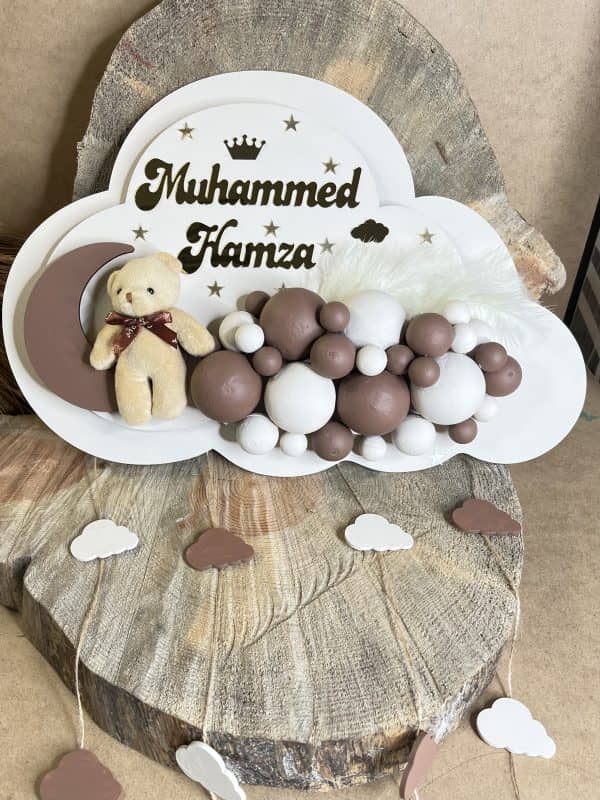 Bulutlu Ayıcıklı Çocuk ve Bebek Odası Kapı Süsü Duvar Dekoru - Görsel 3