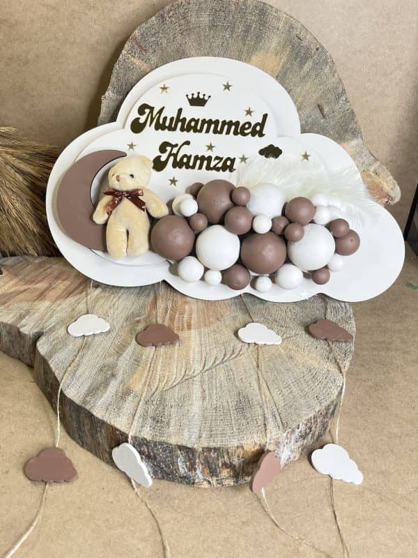 Bulutlu Ayıcıklı Çocuk ve Bebek Odası Kapı Süsü Duvar Dekoru - Görsel 4