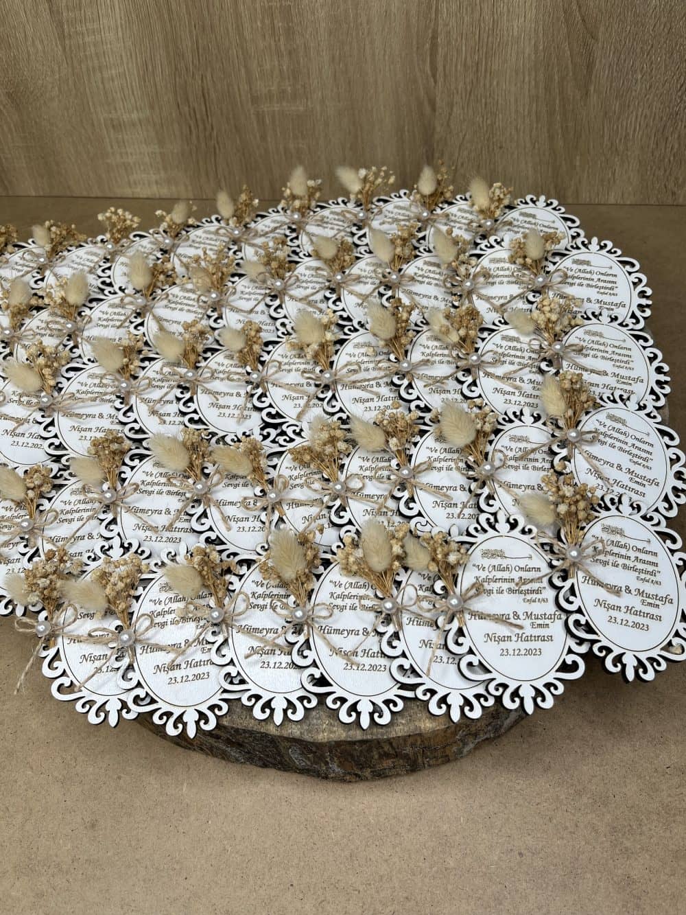 25 adetli Düğün Nikah Söz ve Nişan Hediyelikleri Ahşap Magnet - Görsel 4