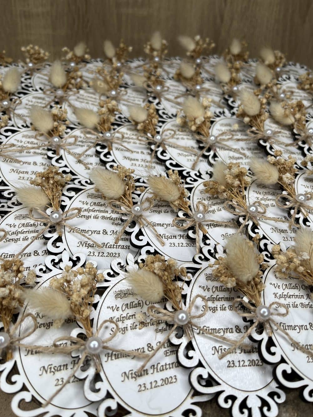 25 adetli Düğün Nikah Söz ve Nişan Hediyelikleri Ahşap Magnet - Görsel 2