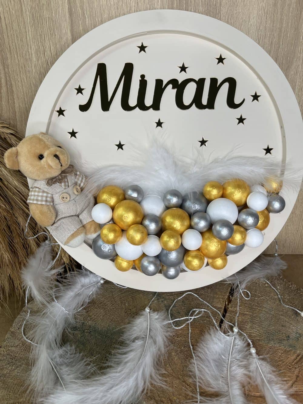 Ahşap Ayıcıklı Bubble Bebek Kapı Süsü ve Duvar Dekorasyonu
