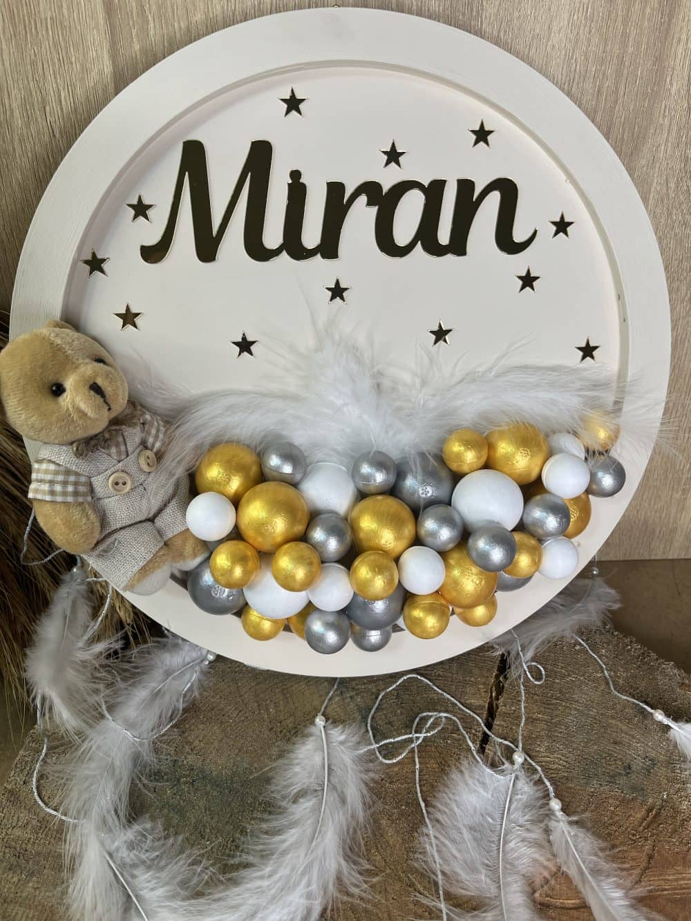 Ahşap Ayıcıklı Bubble Bebek Kapı Süsü ve Duvar Dekorasyonu - Görsel 3