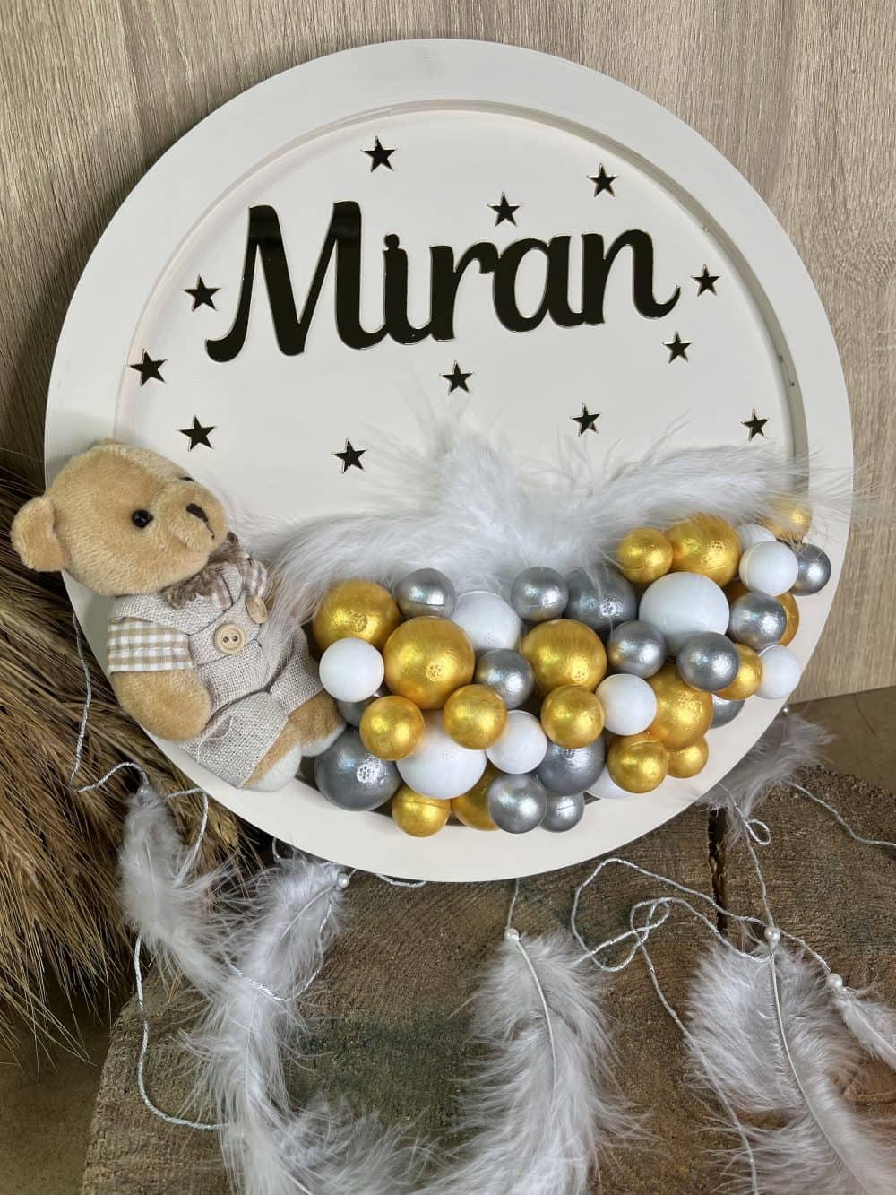Ahşap Ayıcıklı Bubble Bebek Kapı Süsü ve Duvar Dekorasyonu - Görsel 2