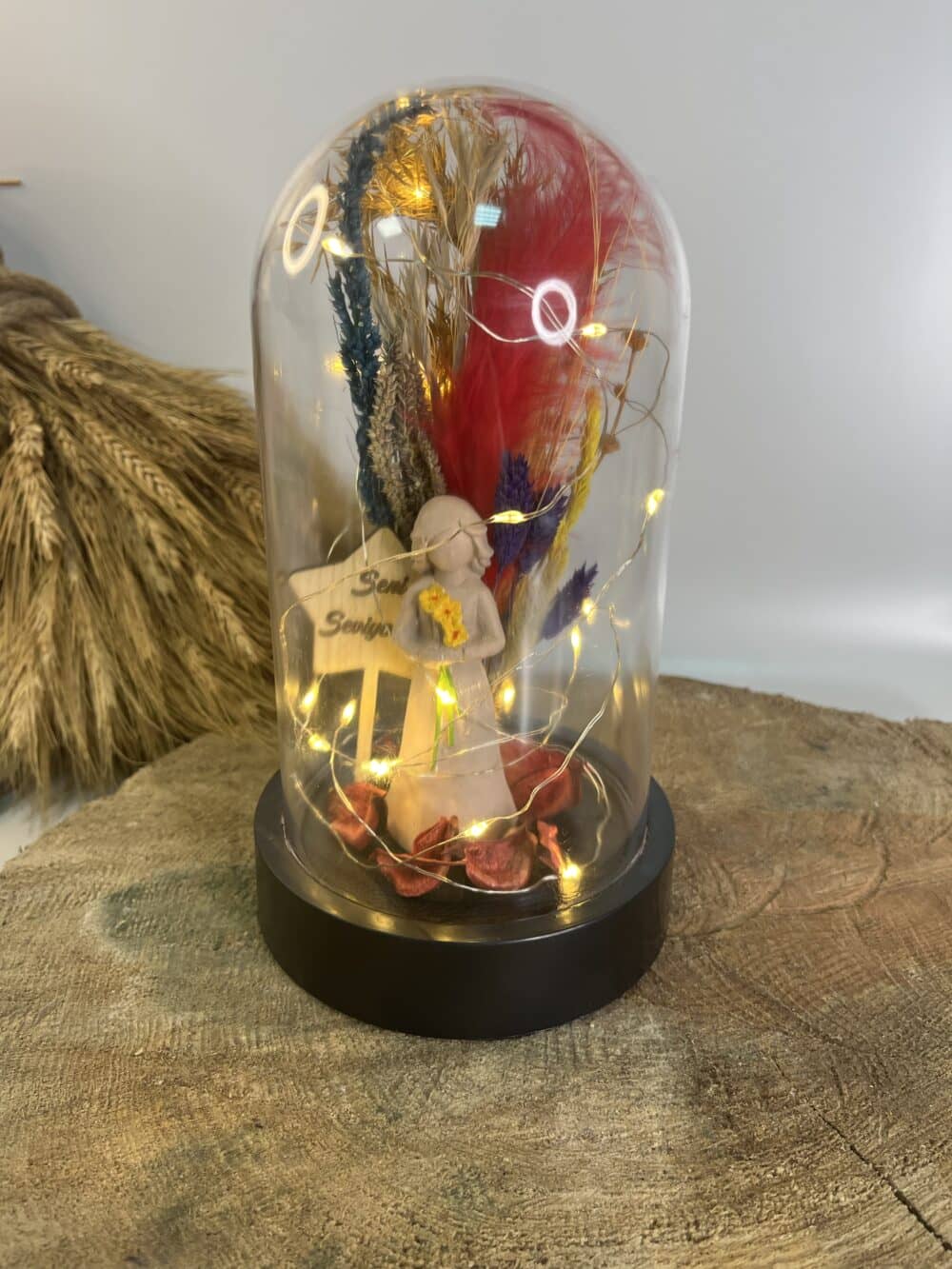 Dekoratif Çiçekli Led Işıklı Fanus - Görsel 3