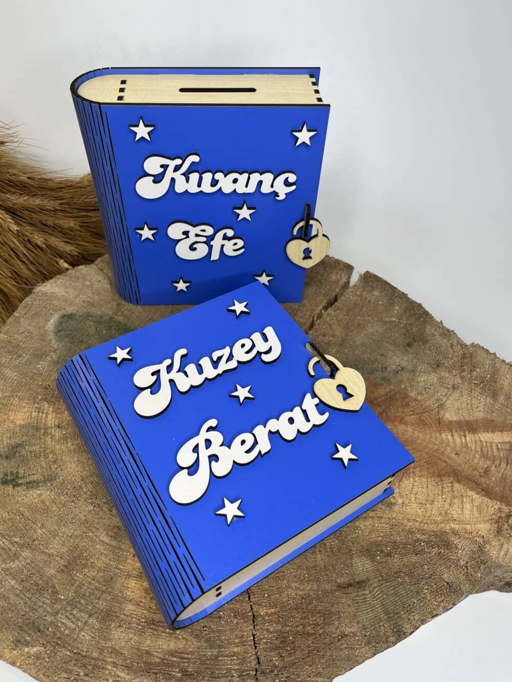 Kişiye Özel İsimli Ahşap Kitap Kumbara