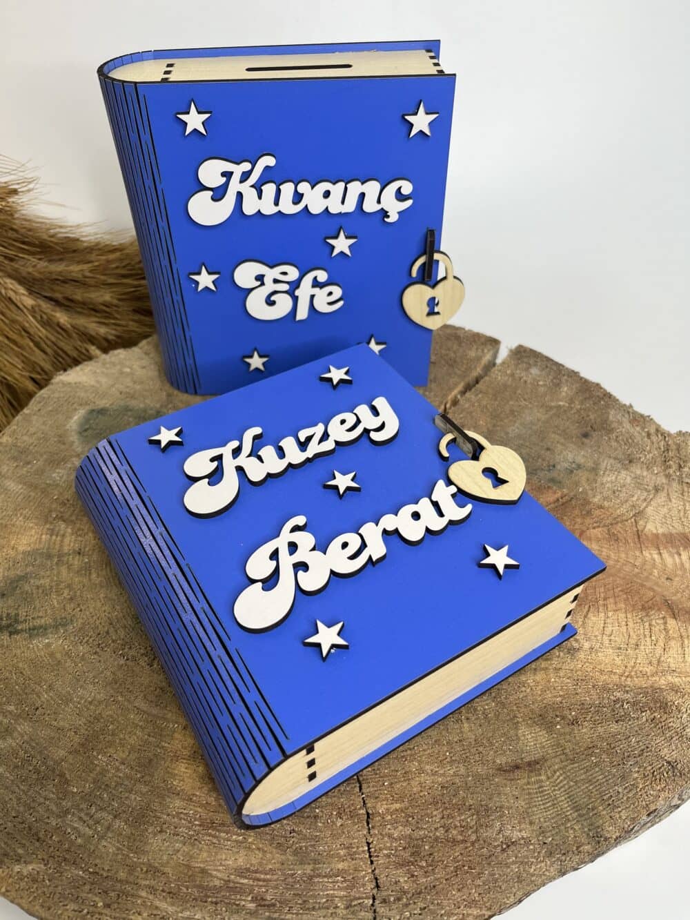Kişiye Özel İsimli Ahşap Kitap Kumbara - Görsel 3