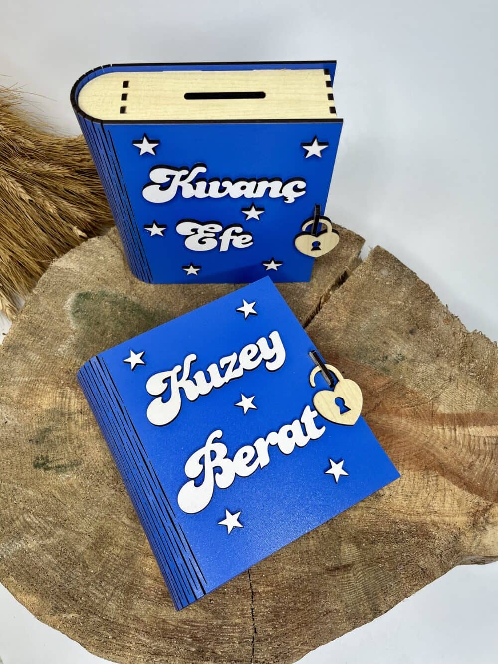 Kişiye Özel İsimli Ahşap Kitap Kumbara - Görsel 2