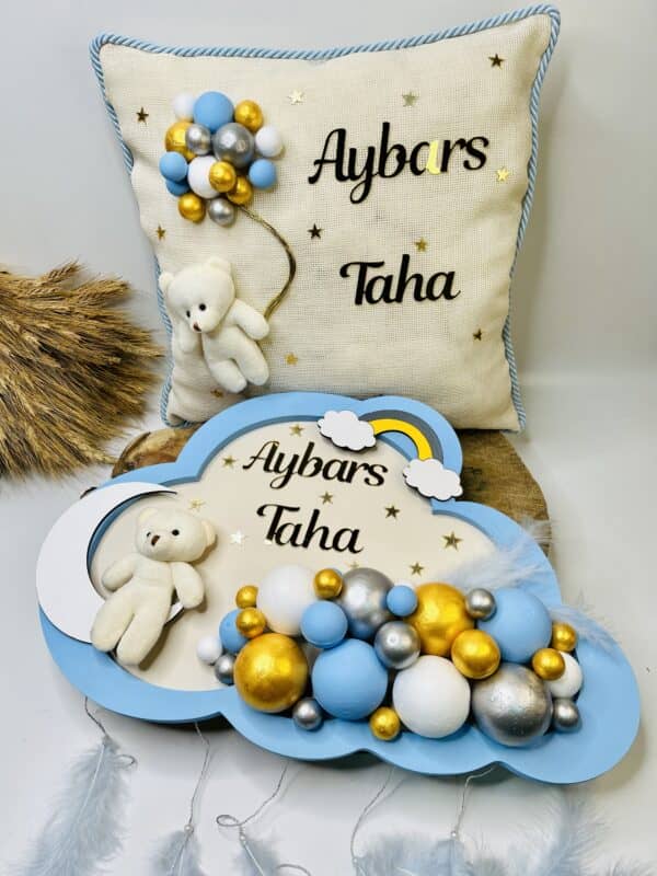 Ayıcık Figürlü Erkek Bebek Yastıklı Kapı Süsü