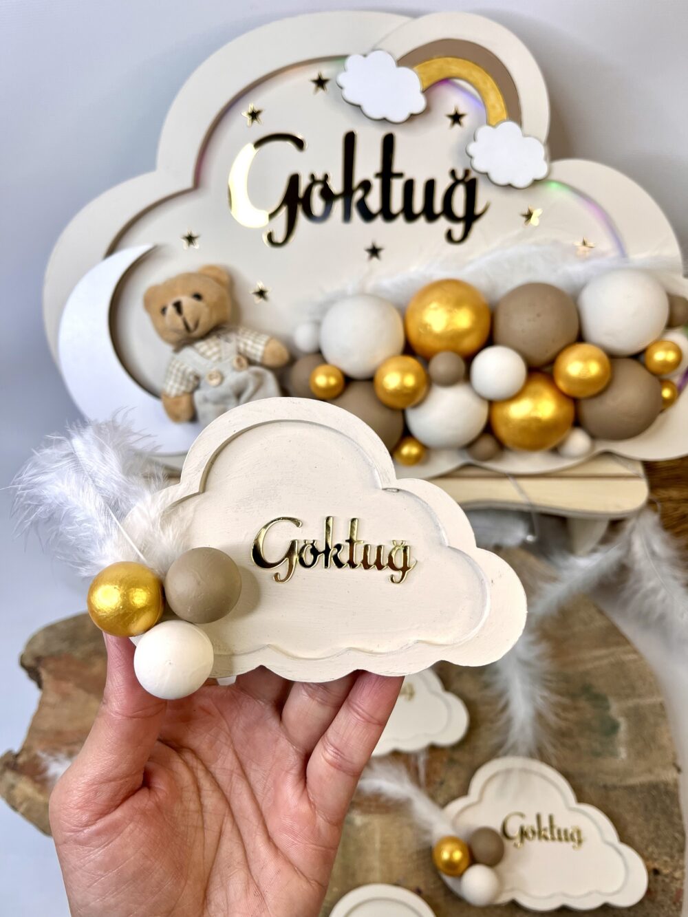 25 adetli Bulutlu Bubble Toplu Pleksi İsimli Magnet - Görsel 3