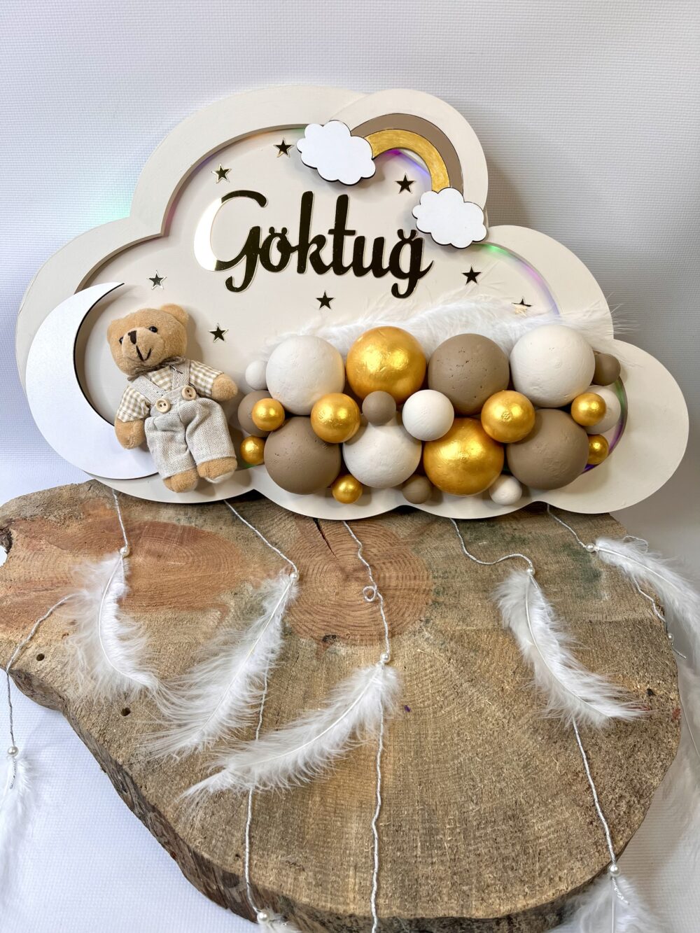Led Işıklı Ayıcıklı Çocuk Odası -Hastane Odası Bubble Balonlu Bebek Kapı Süsü-Bebek Odası Duvar Dekorasyonu