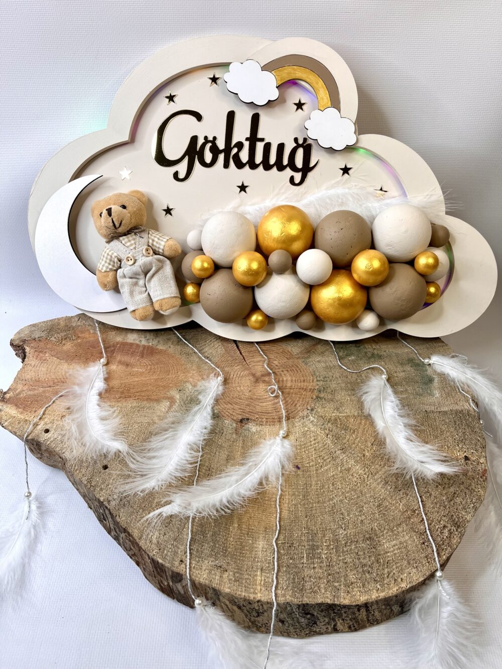 Led Işıklı Ayıcıklı Çocuk Odası -Hastane Odası Bubble Balonlu Bebek Kapı Süsü-Bebek Odası Duvar Dekorasyonu - Görsel 2