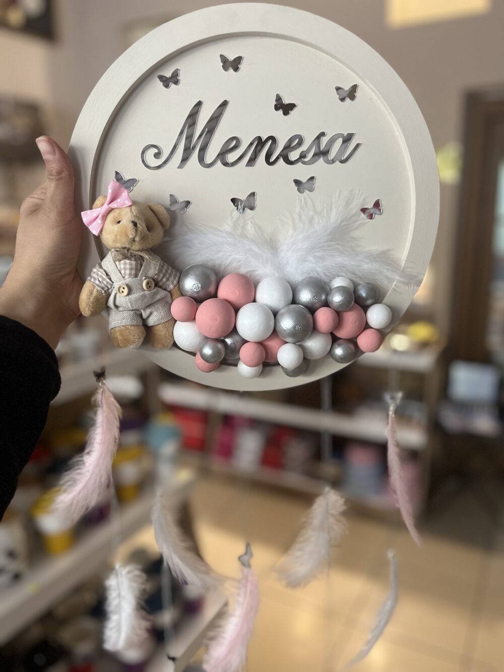 Kız Bebek Ayıcıklı Bubble Balonlu Çocuk Odası Kapı Süsü-Hastane Odası Bebek Kapı Süsü - Görsel 2