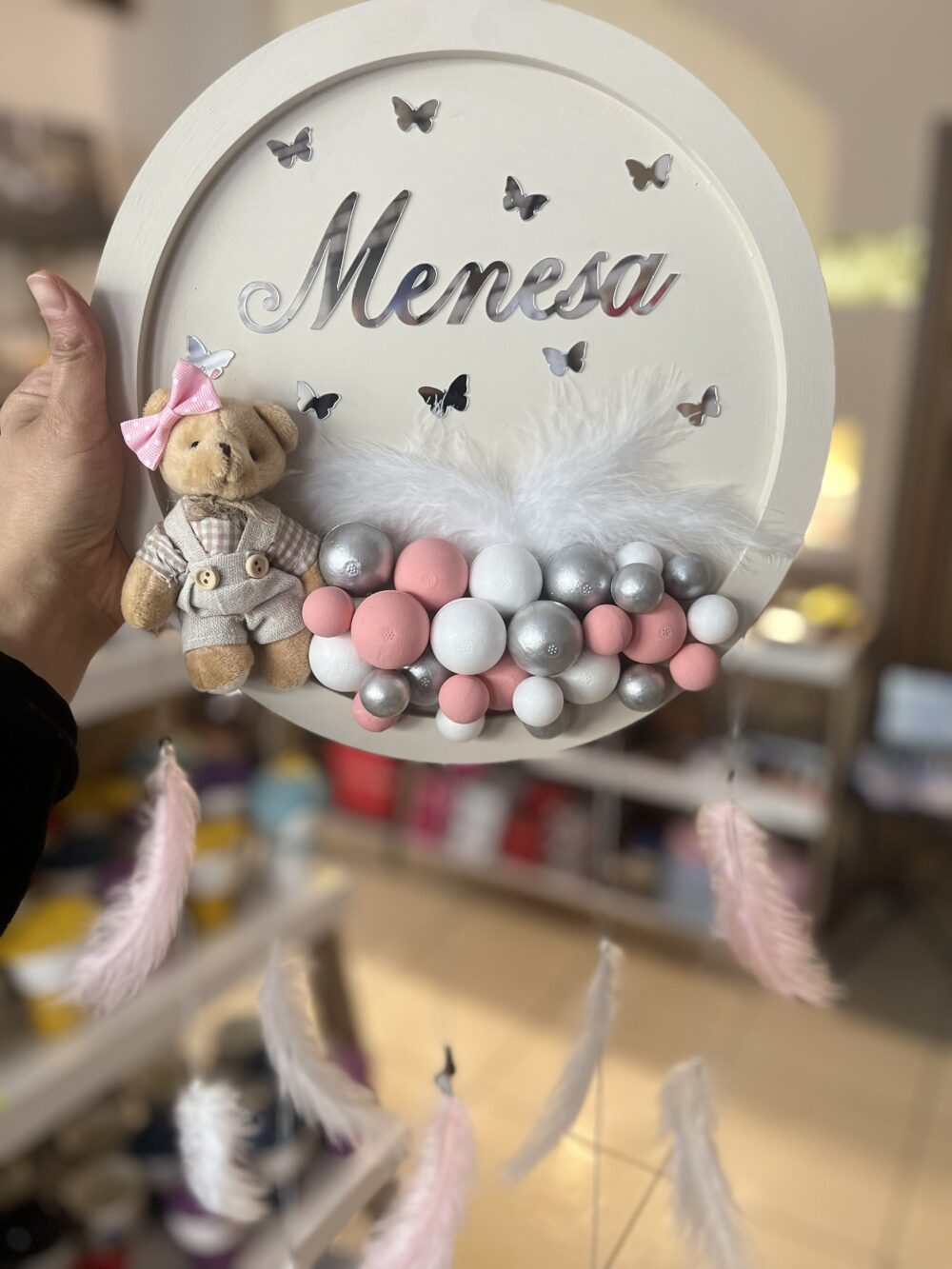 Kız Bebek Ayıcıklı Bubble Balonlu Çocuk Odası Kapı Süsü-Hastane Odası Bebek Kapı Süsü