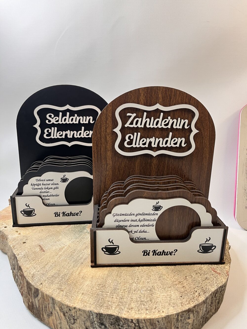 Kahverengi Kahve Sunumluk-Ahşap Kahve Sunumluğu -Bi kahve? - Görsel 3