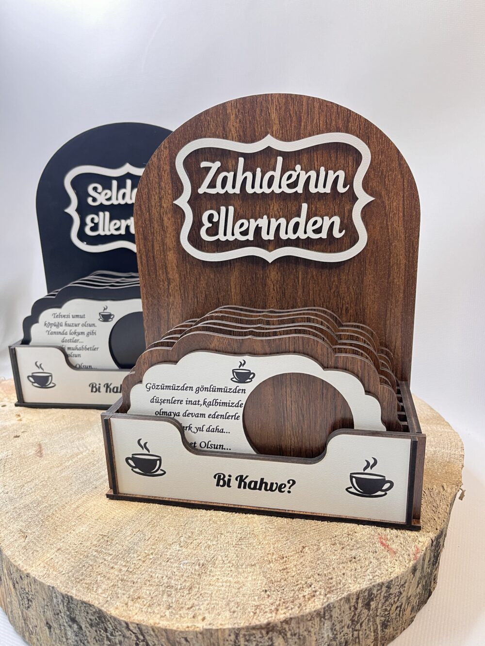 Kahverengi Kahve Sunumluk-Ahşap Kahve Sunumluğu -Bi kahve? - Görsel 4
