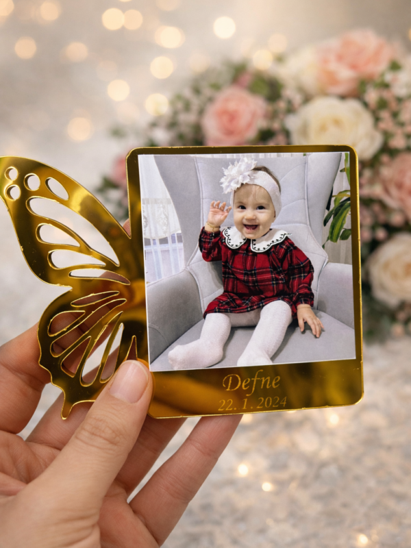 1 Yaş Kelebekli Pleksili Magnet-1Yaş Resimli Magnet
