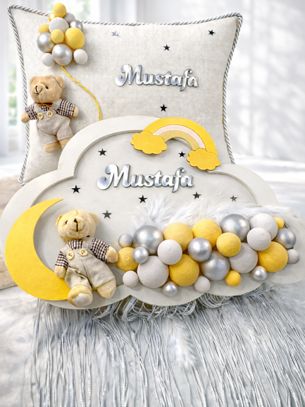 Led Işıklı Bulutlu Kapı Süsü ve Yastık Seti