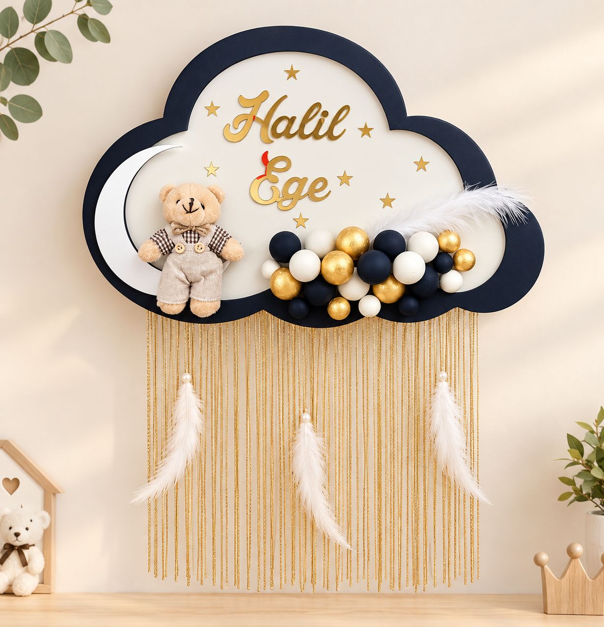 LED ışıklı erkek bebek kapı süsü